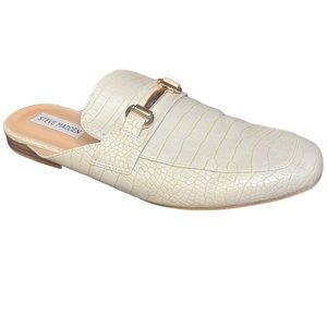 Steve Madden Faux Cream Crocodile Skin Mule Loafers- Size 9.5M